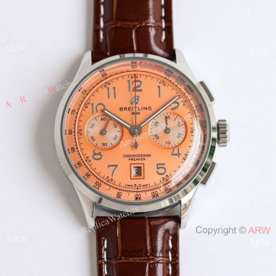 Swiss Copy Breitling Premier Chronograph 7750 Orange Dial with Arabic 42mm